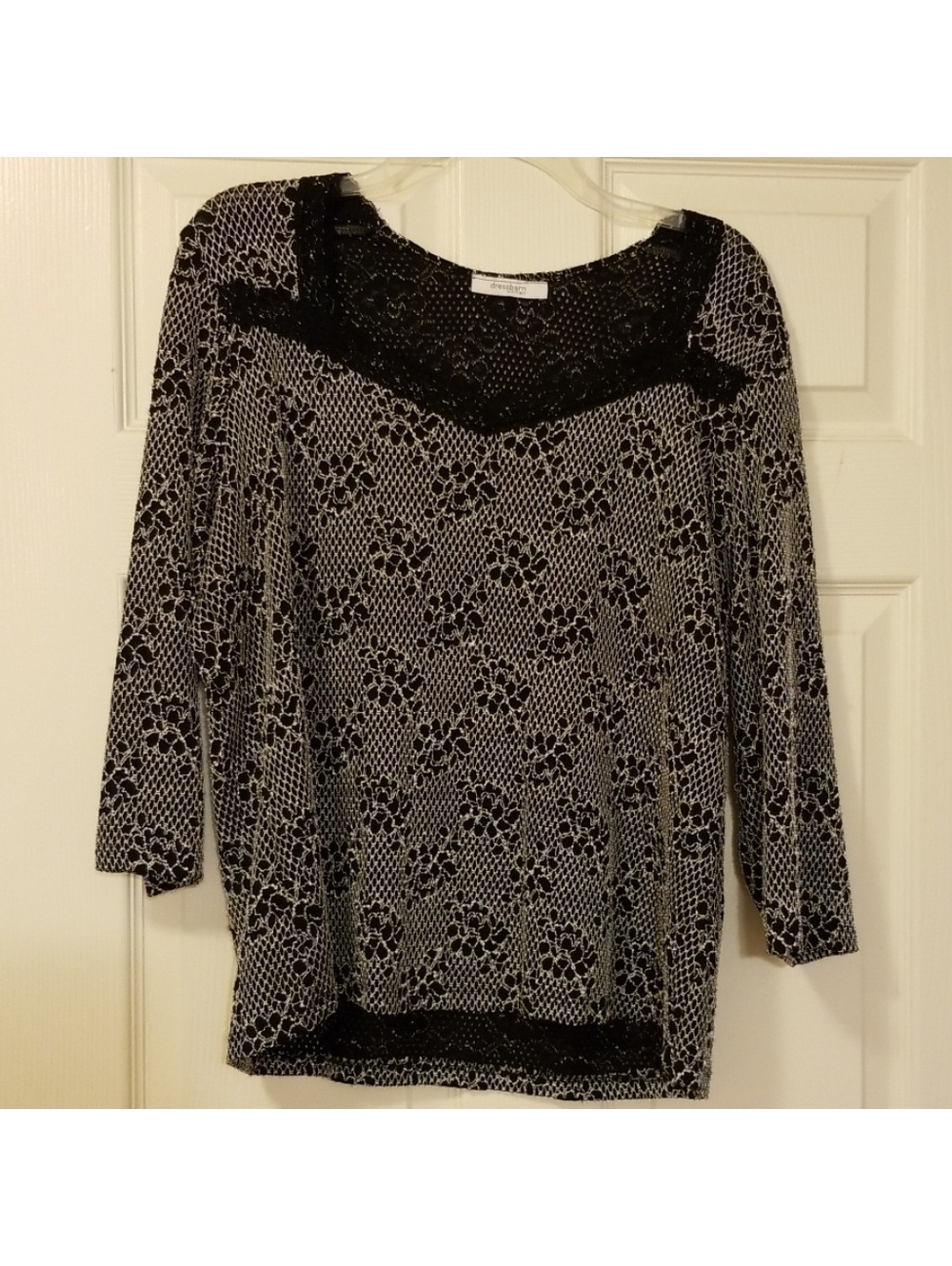 Dress Barn Women's Black and White Lace Blouse Size 18
